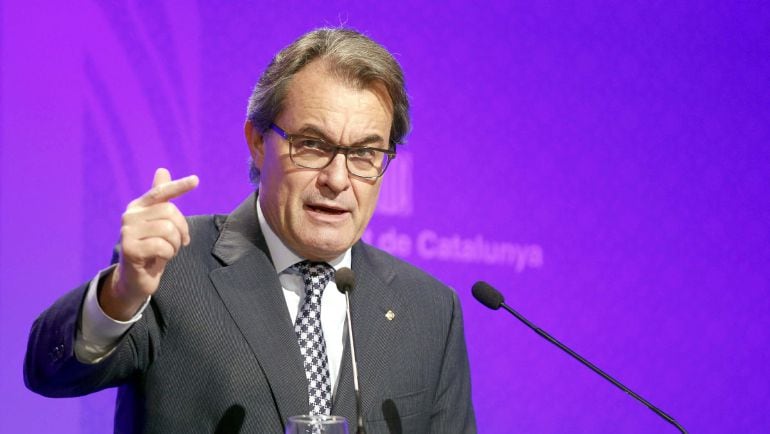 El presidente de la Generalitat en funciones, Artur Mas, durante la rueda de prensa de este miércoles 