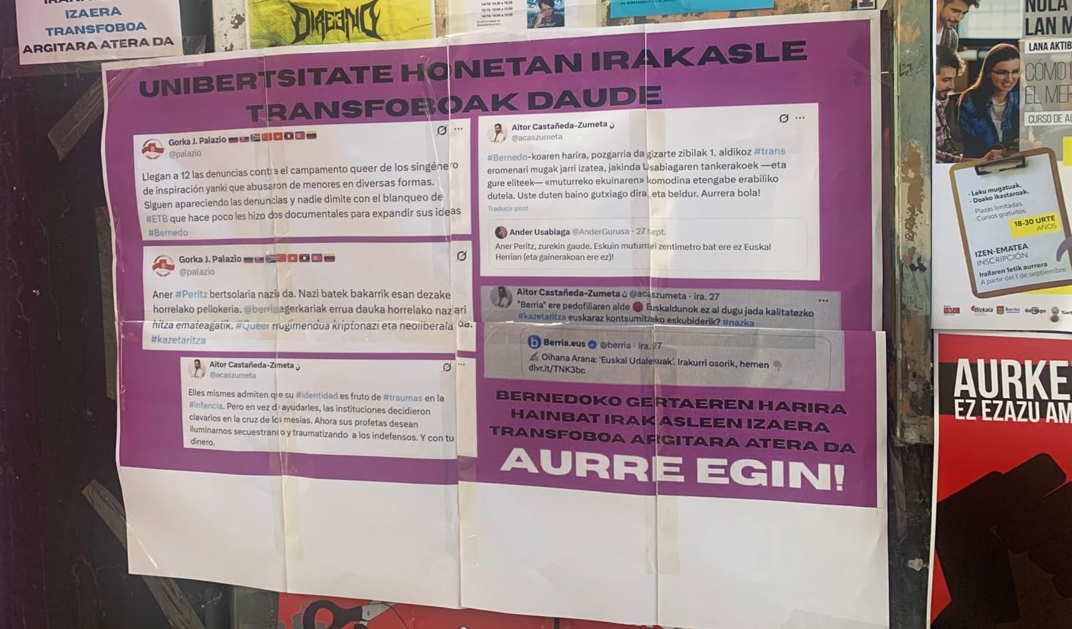 Uno de los carteles que fueron colocados en el campus de la EHU.