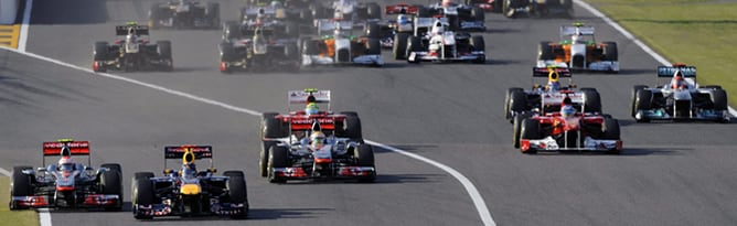 El alemán, saliendo desde la &#039;pole&#039; en el GP de Japón, en el que se ha proclamado campeón del mundo, por segunda vez, tras acabar tercer por detrás de Button y Alonso.