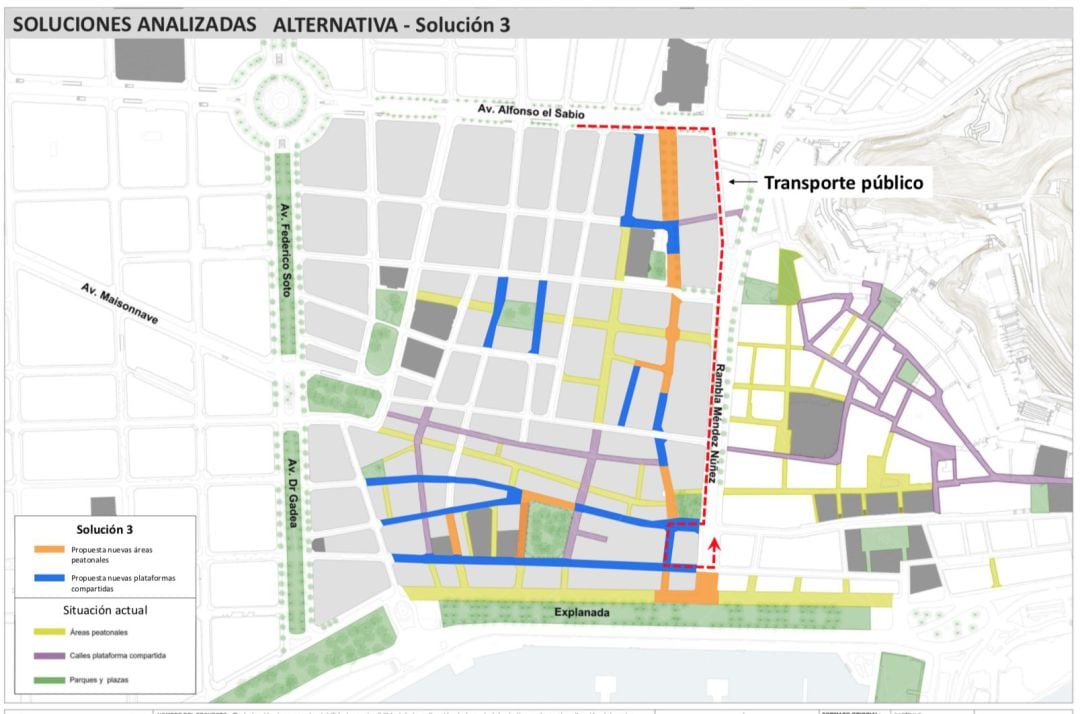 Plano del proyecto de peatonalización del centro tradicional