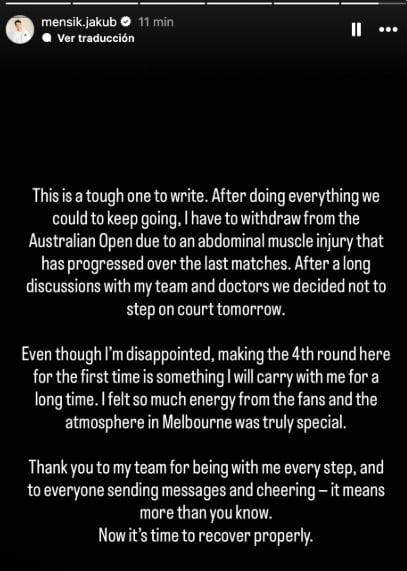 Comunicado de Mensik en RRSS