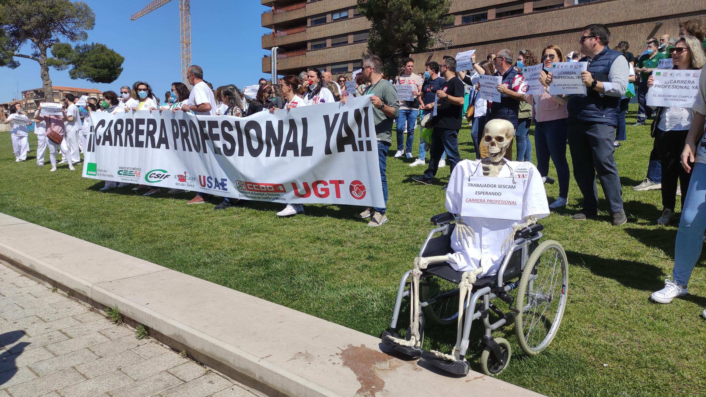 Imagen de la protesta de este miércoles en Albacete