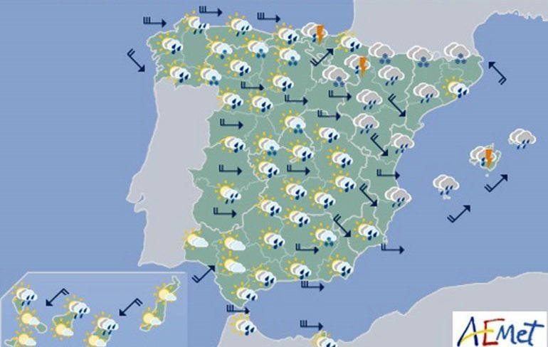 Mapa previsto para el sábado 24 de marzo. 