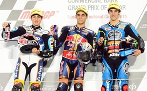 Luis Salom, Maverick Viñales y Alex Rins, los tres primeros en Catar