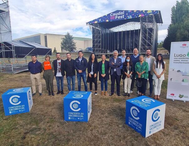 Presentación ante los medios de la cuarta edición del Caudal Fest, en los jardines del Pazo de Feiras e Congresos de Lugo