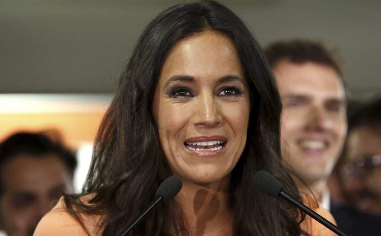 La candidata a la alcaldia de Madrid por Ciudadanos, Begoña Villacís, la noche de las elecciones