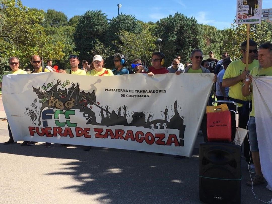 Protesta de trabajadores de FCC Parques y Jardines, en una imagen de archivo 