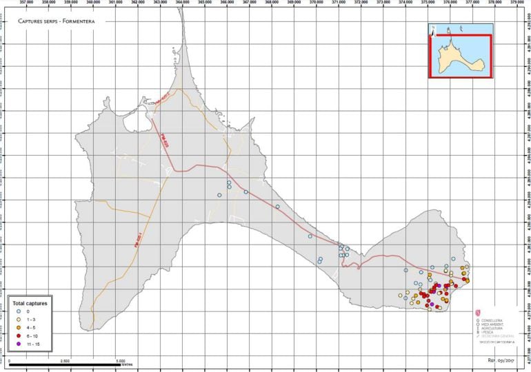 Imagen de archivo del mapa de capturas en Formentera