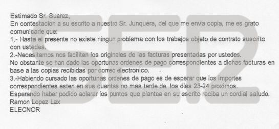 El subordinado de Junquera responde al representante de Castelino.