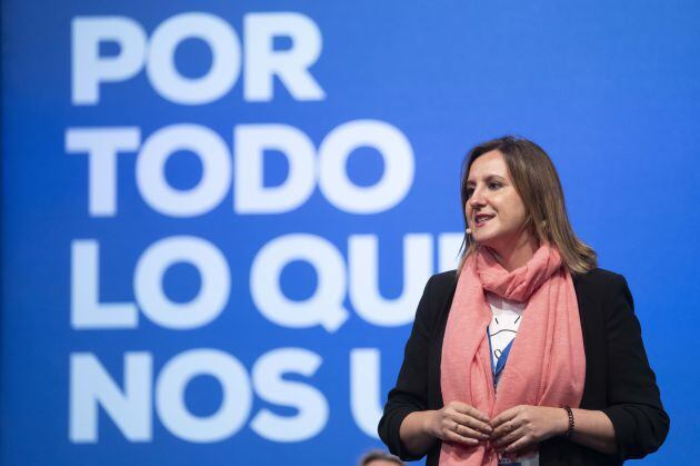 María José Catalá, la portavoz popular en el Ayuntamiento de València, en la Intermunicipal del PP celebrada en Valladolid con, entre otros, el presidente del partido, Pablo Casado