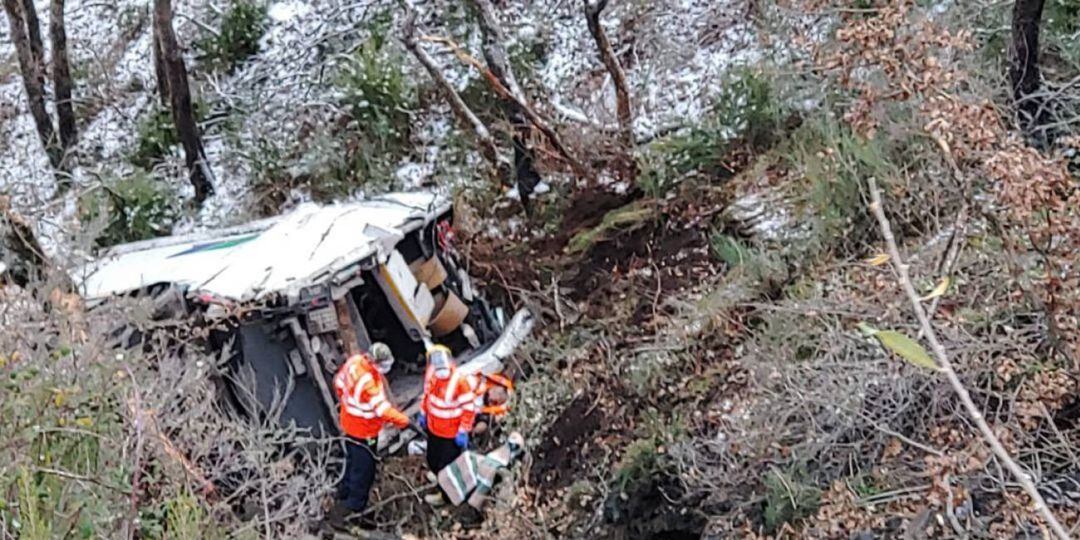 Imagen de las tareas de rescate del accidente ocurrido el 5 de diciembre de 2020