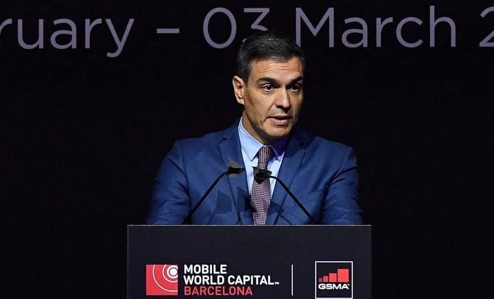 Pedro Sánchez, presidente del Gobierno de España, en la inauguración del Mobile World Congress de Barcelona.