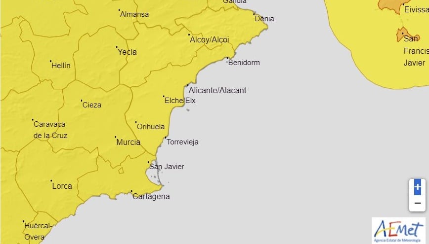 La AEMET ha activado este miércoles la alerta amarilla en toda la provincia por lluvias y tormentas