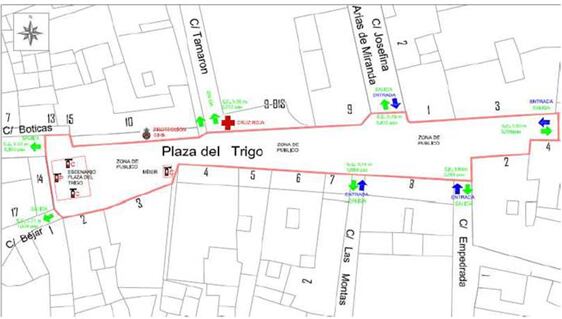 Croquis de las entradas y salidas de la Plaza del Trigo, publicado en el bando