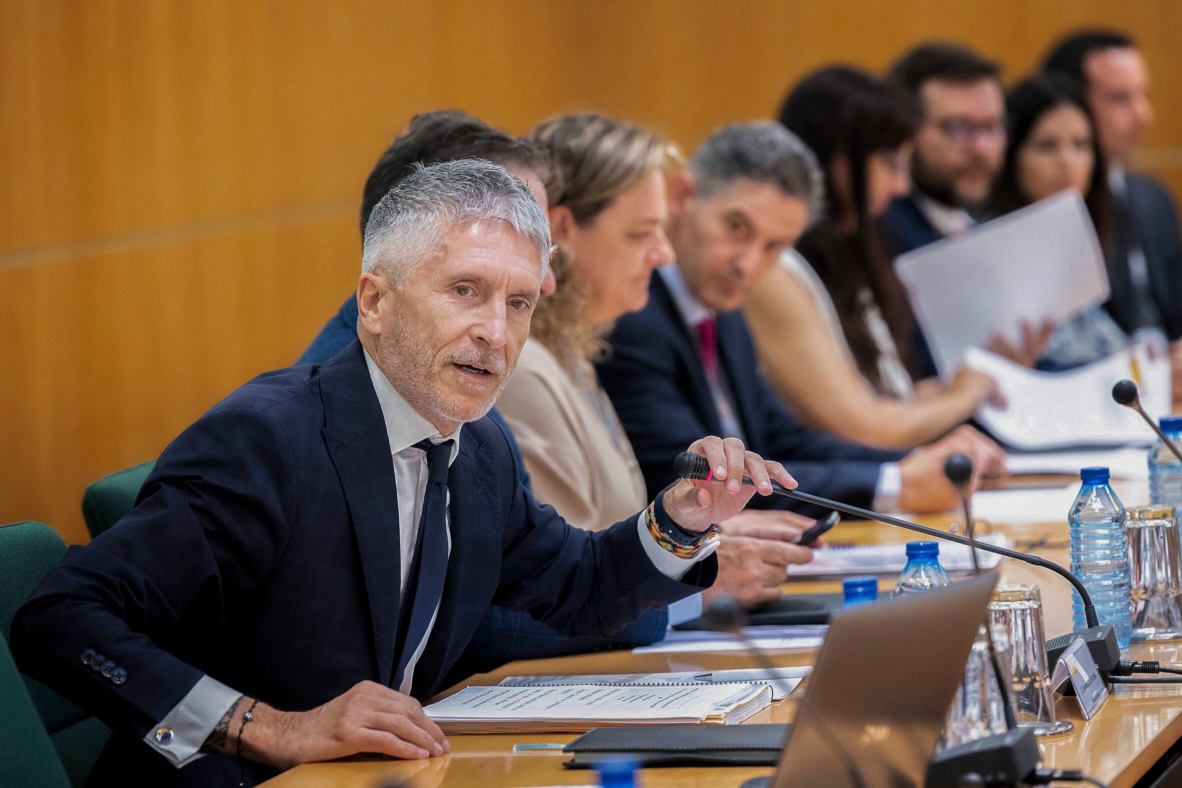 El ministro del Interior, Fernando Grande-Marlaska durante la reunión de la presentación del Informe sobre la evolución de los delitos de odio en España 2022