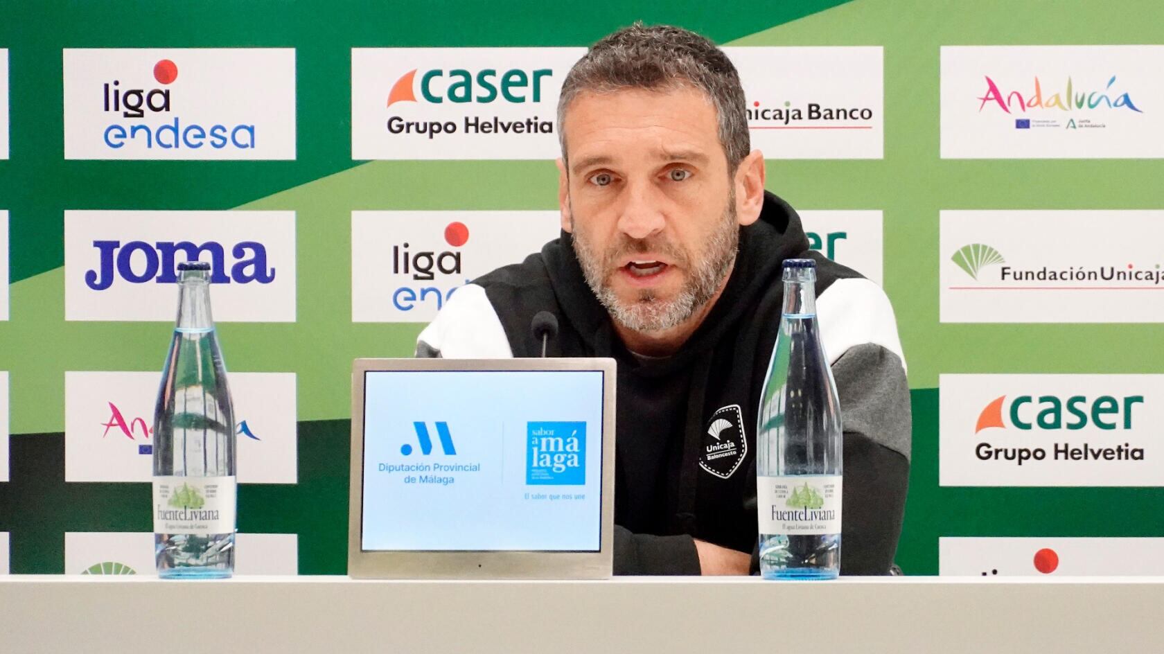 Ibon Navarro, en la sala de prensa del Martín Carpena