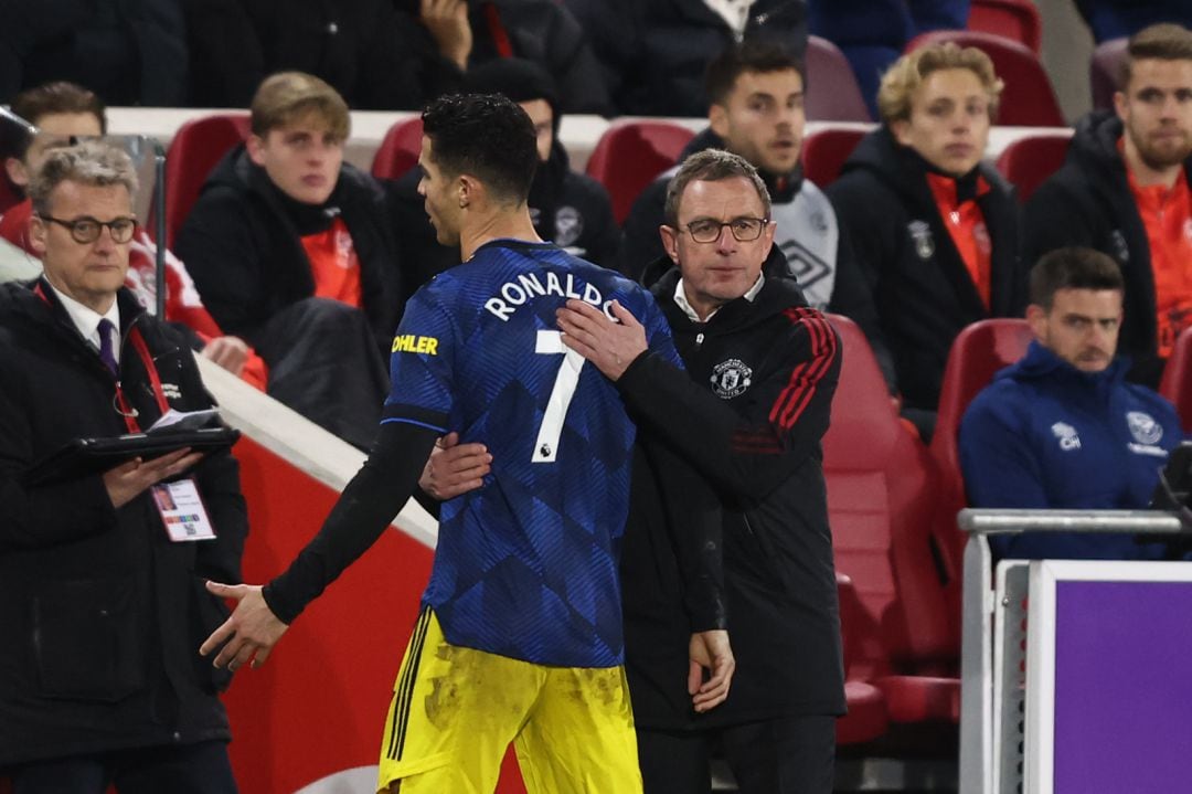 Cristiano Ronaldo junto a Ralf Rangnick durante esta temporada.