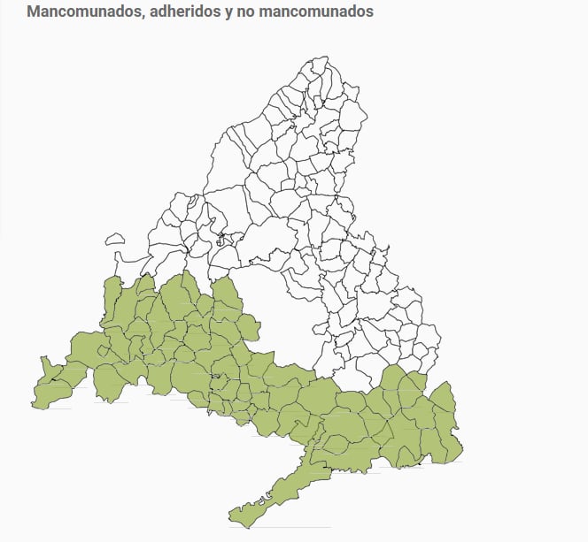 Mapa de municipios que conforman la Mancomunidad del Sur.