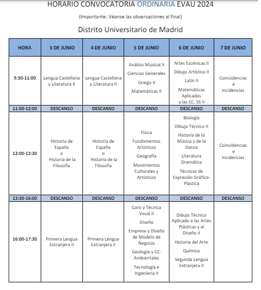 Calendario EvAU 2024