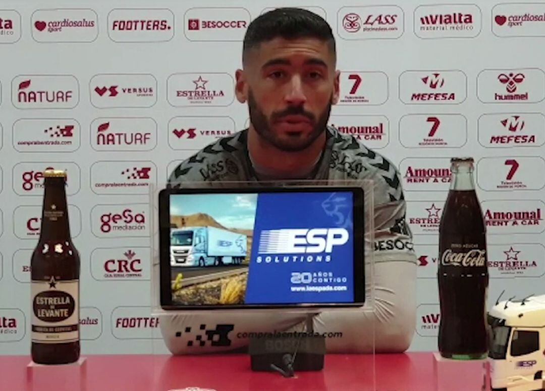 Antonio López en la sala de prensa del Estadio Enrique Roca