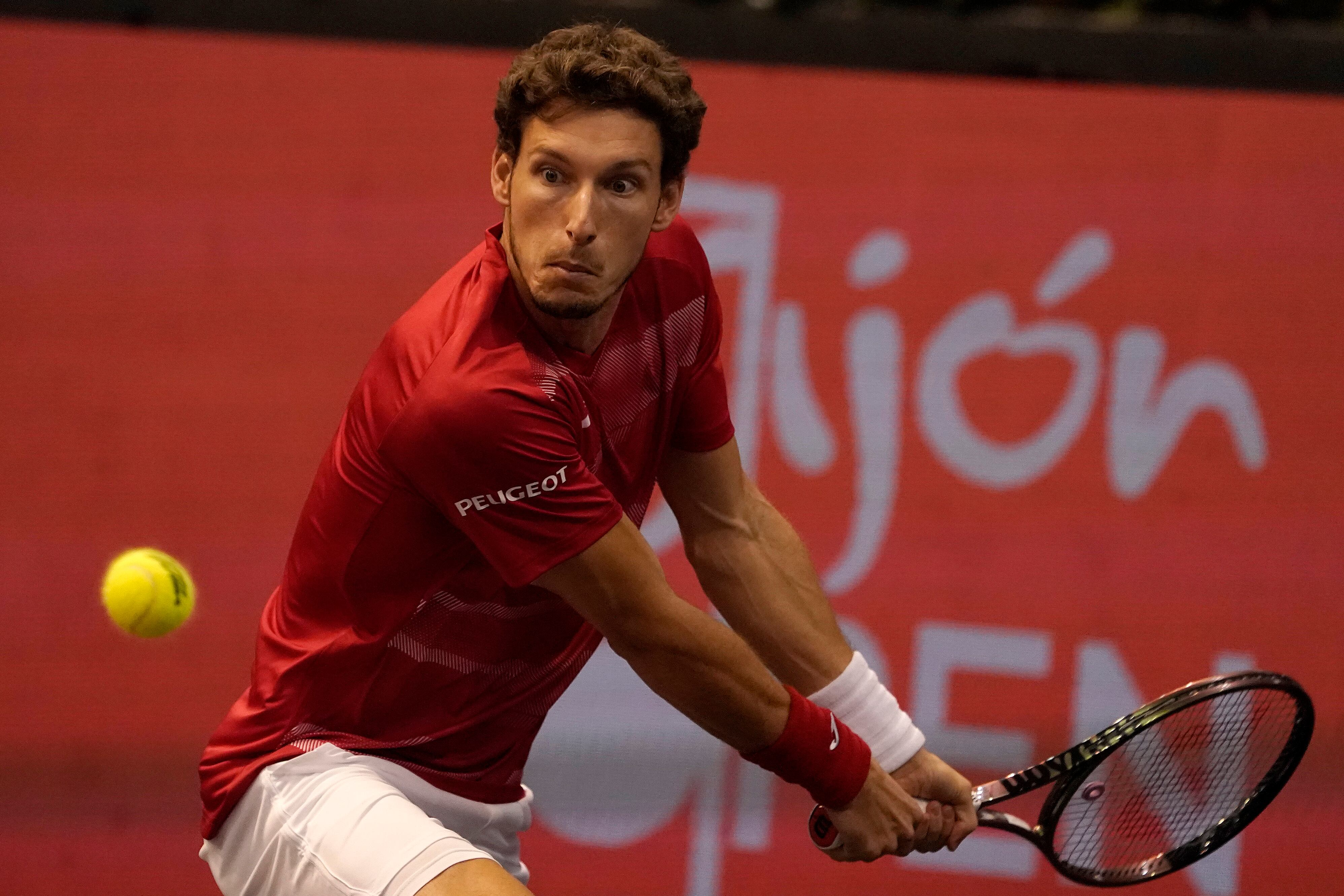 GIJÓN, 12/10/2022.- El tenista español Pablo Carreño durante su encuentro ante el brasileño Thiago Monteiro en su partido de segunda ronda del torneo del Gijón ATP250 este miércoles en Gijón. EFE/Paco Paredes
