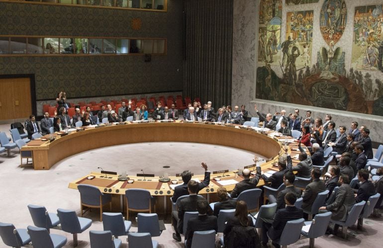  Fotografía cedida de una vista general del pleno del Consejo de Seguridad de la ONU celebrado en Nueva York.