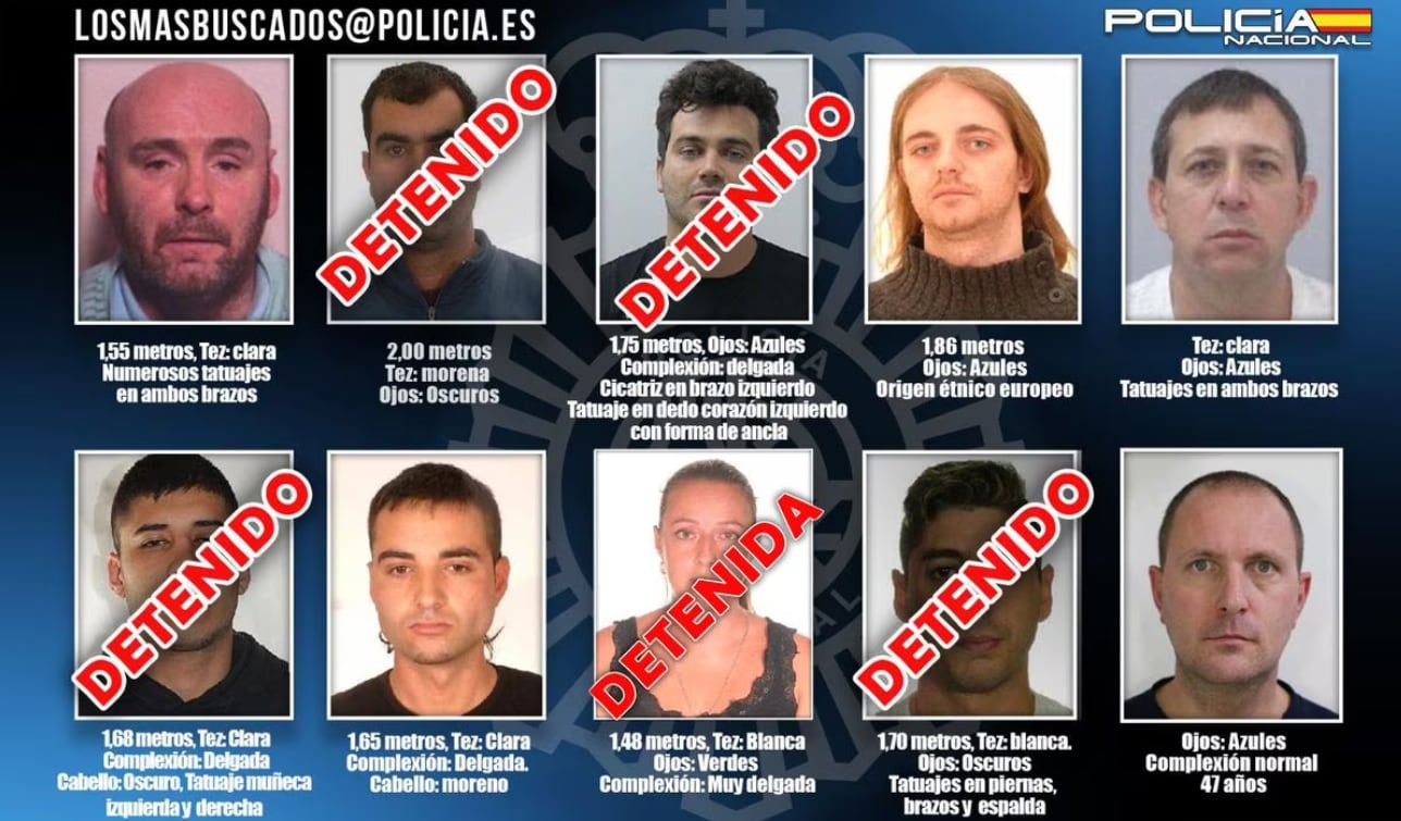 Estos son los cinco fugitivos más buscados de España.