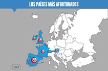 Mapa de los países premiados en los Euromillones