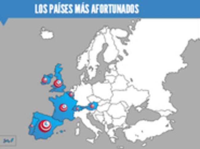 Mapa de los países premiados en los Euromillones