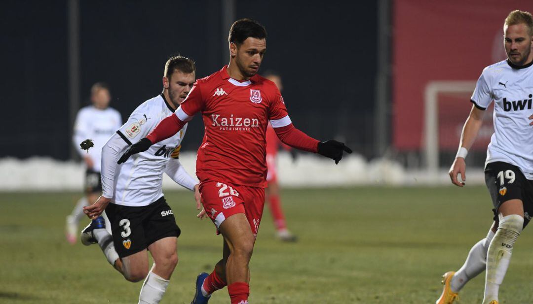 Escardó, durante el Alcorcón-Valencia de Copa del Rey