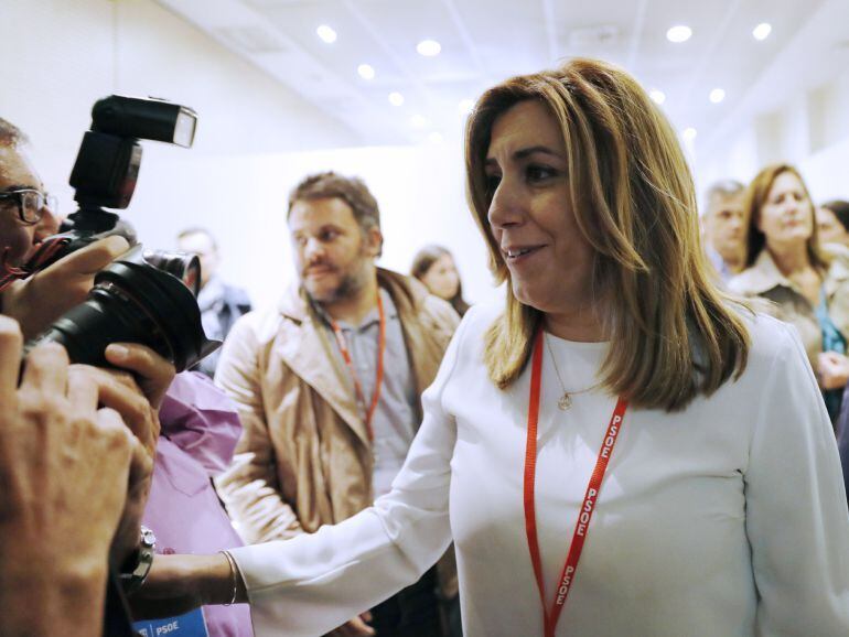 La presidenta de la Junta de Andalucía, Susana Díaz, a su salida del Comité Federal del PSOE