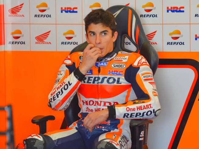 Marc Márquez en el box de su equipo durante el último Gran Premio de Jerez