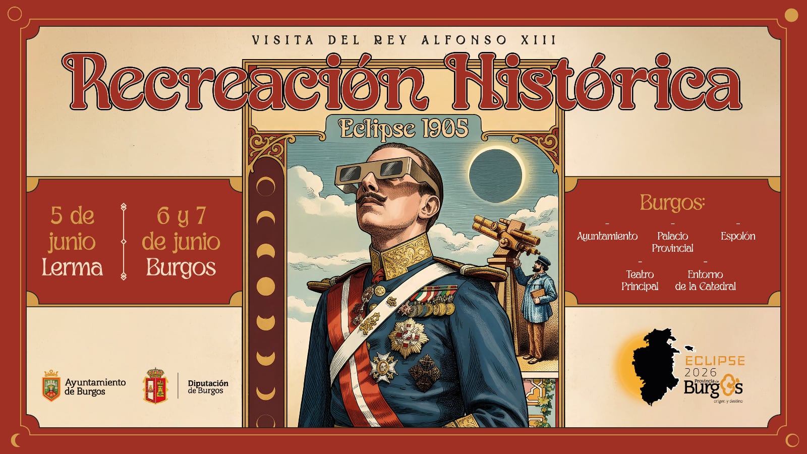 Recreación histórica de la visita de Alfonso XIII a Burgos y del Eclipse de 1905