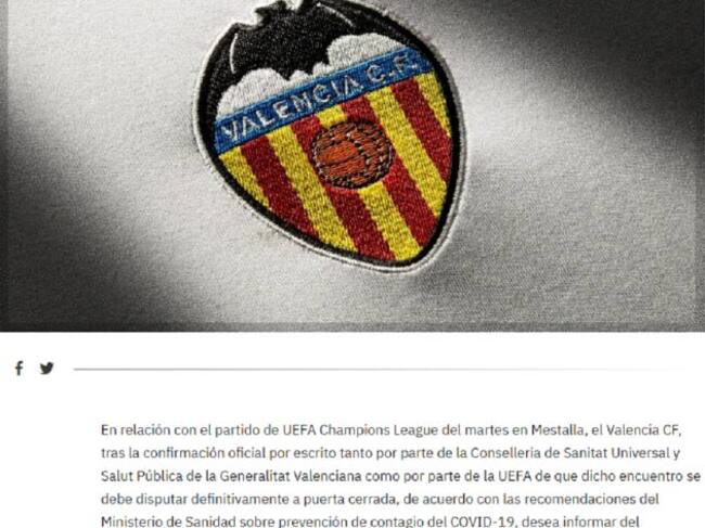 Comunicado oficial del VCF