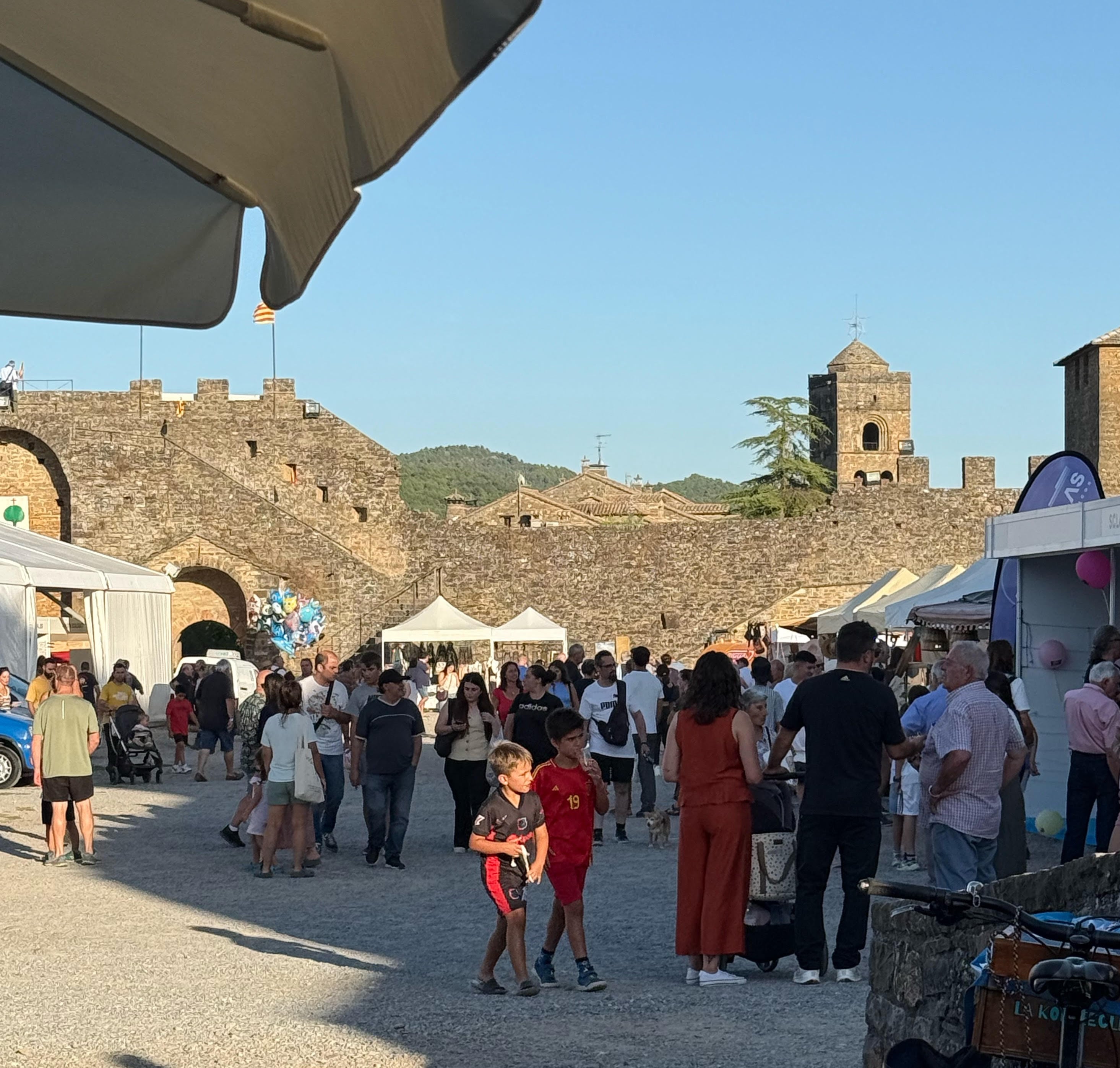 Ambiente en la explanada del Castillo de Aínsa, en Expoforga