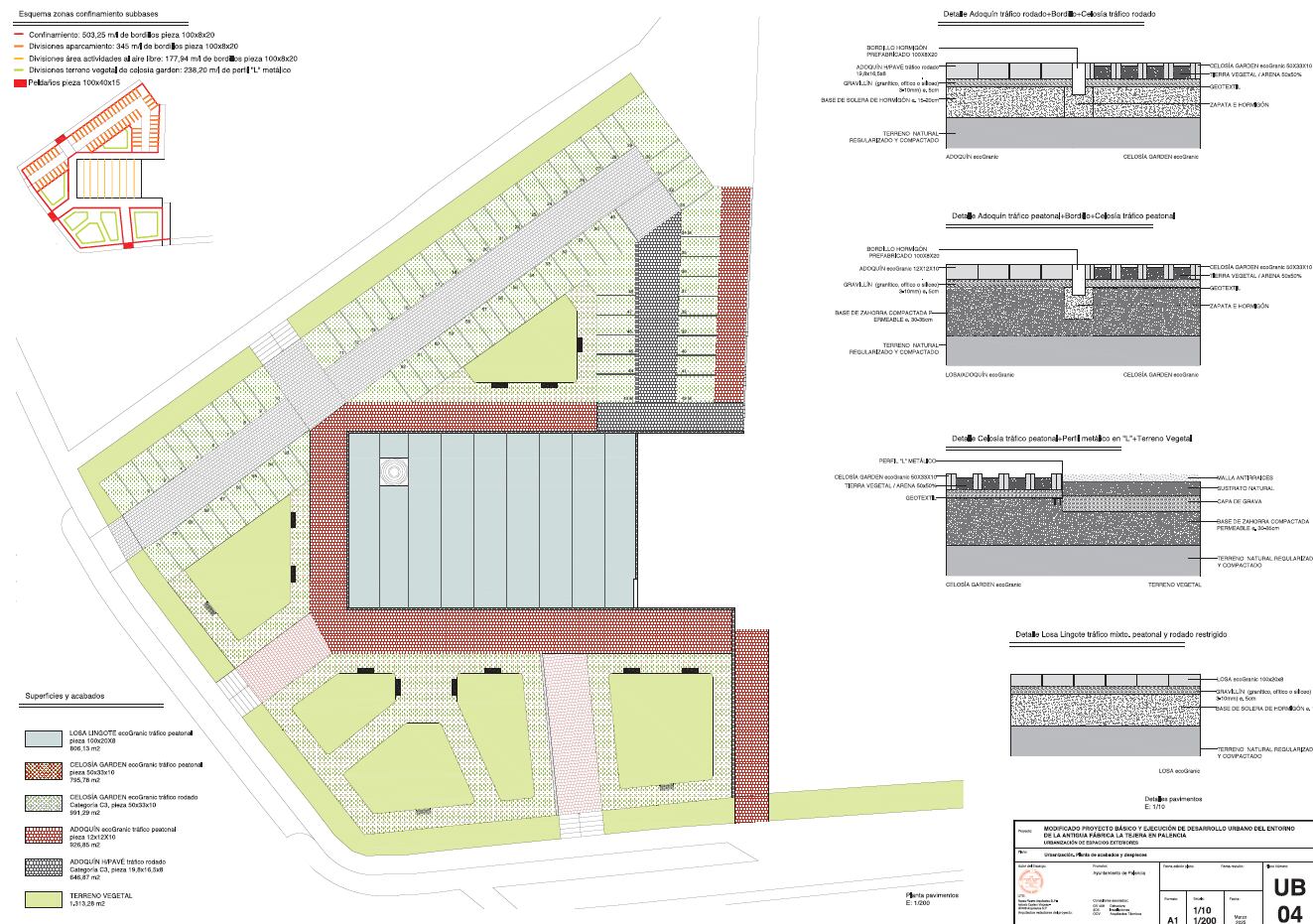 Plano del proyecto de urbanización de los entornos de La Tejera