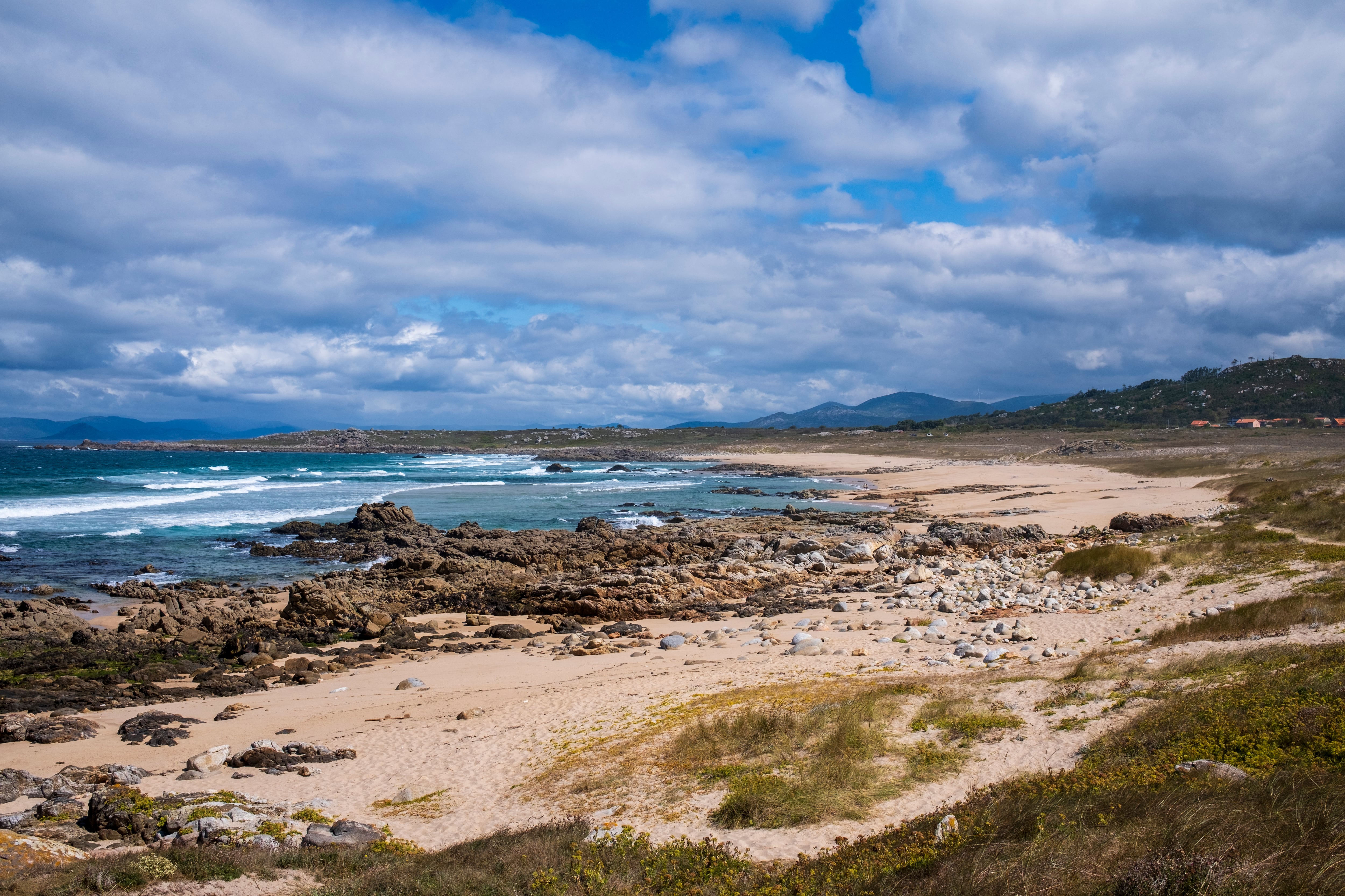 RIBEIRA  SPAIN - SEPTEMBER 4: panoramic view of Balieiros beach ,seen on September 4, 2024, Ribeira, Galicia, Spain. It is a town located at the end of the Barbanza peninsula in the Rias Baixas region.(Photo by Xurxo Lobato / Getty Images)