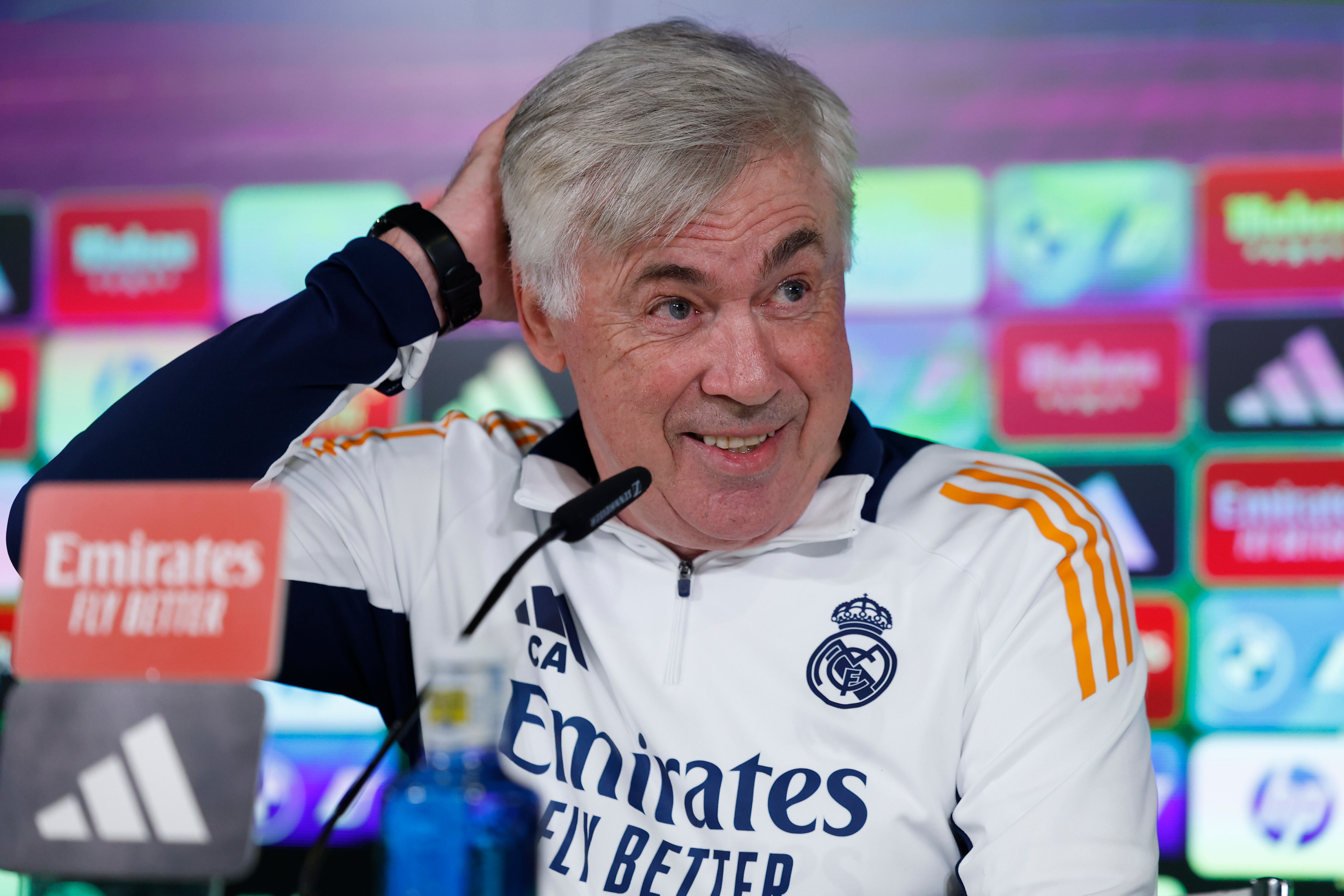 El técnico del Real Madrid, Carlo Ancelotti, en rueda de prensa