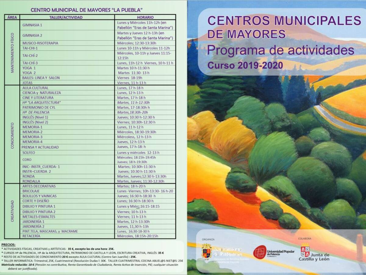 El Ayuntamiento abre el plazo de inscripción para el Curso 2019/2020 de las Aulas de Mayores