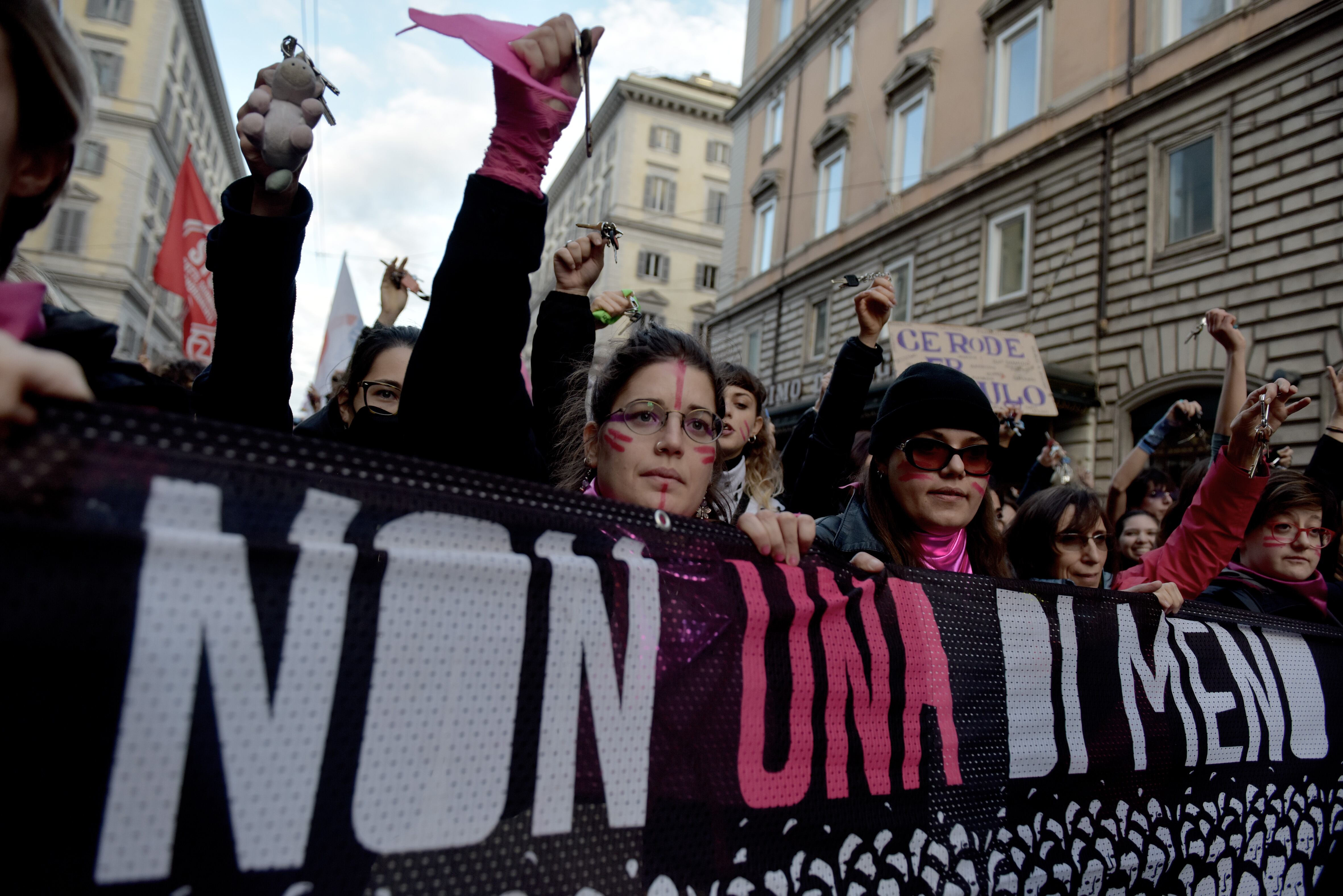 Manifestación contra la violencia machista en Roma