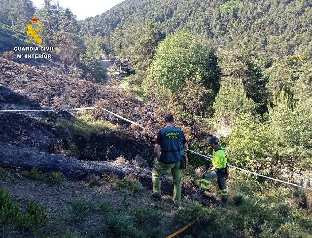 La Guardia Civil investiga el incendio ocurrido en Yebra de Basa