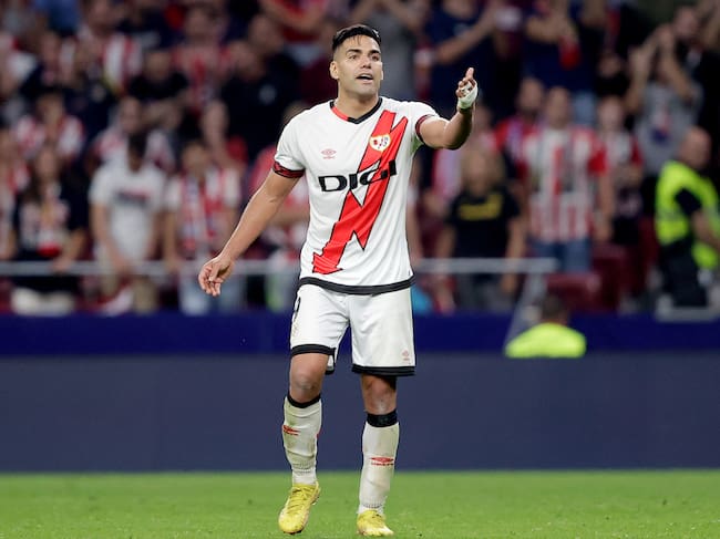 Falcao al anotar el tanto en el Cívitas Metropolitano.