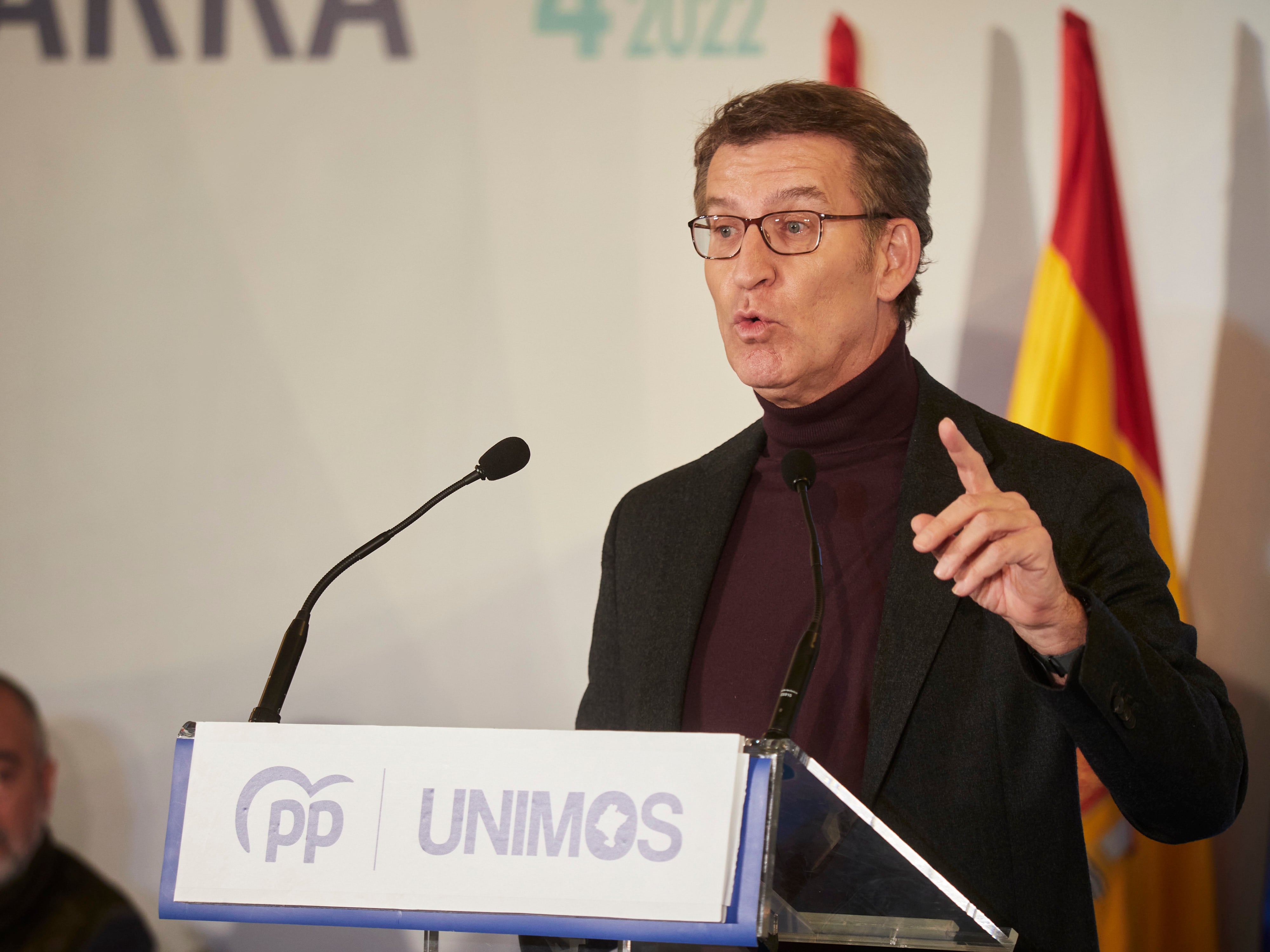 El presidente del Partido Popular (PP), Alberto Núñez Feijóo, en un acto en Pamplona.
