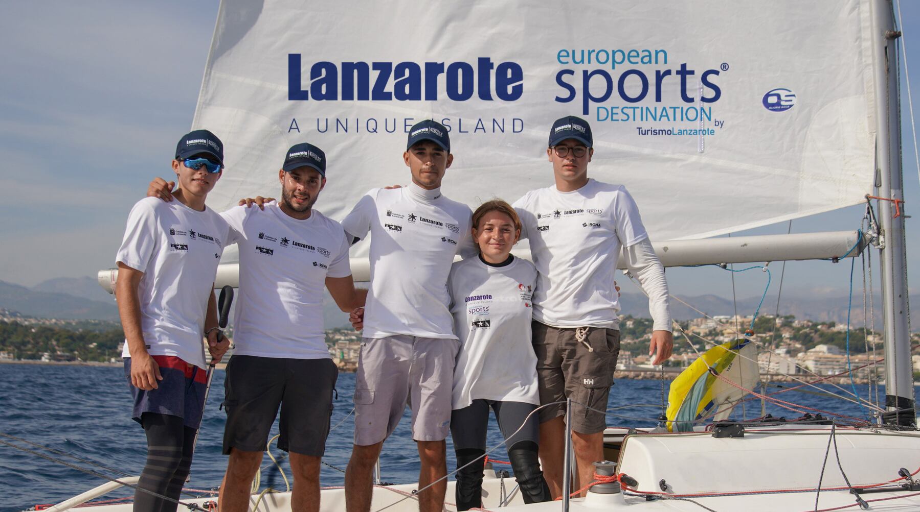 La tripulación del “Lanzarote - European Sports Destination” del RCNA: (de izquierda a derecha), Alberto Morales, Pedro de León, Oscar Pattenden, Andrea Stinga y Eduardo Brito.