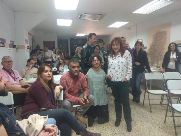 Ambiente en la sede de Podemos durante la noche electoral