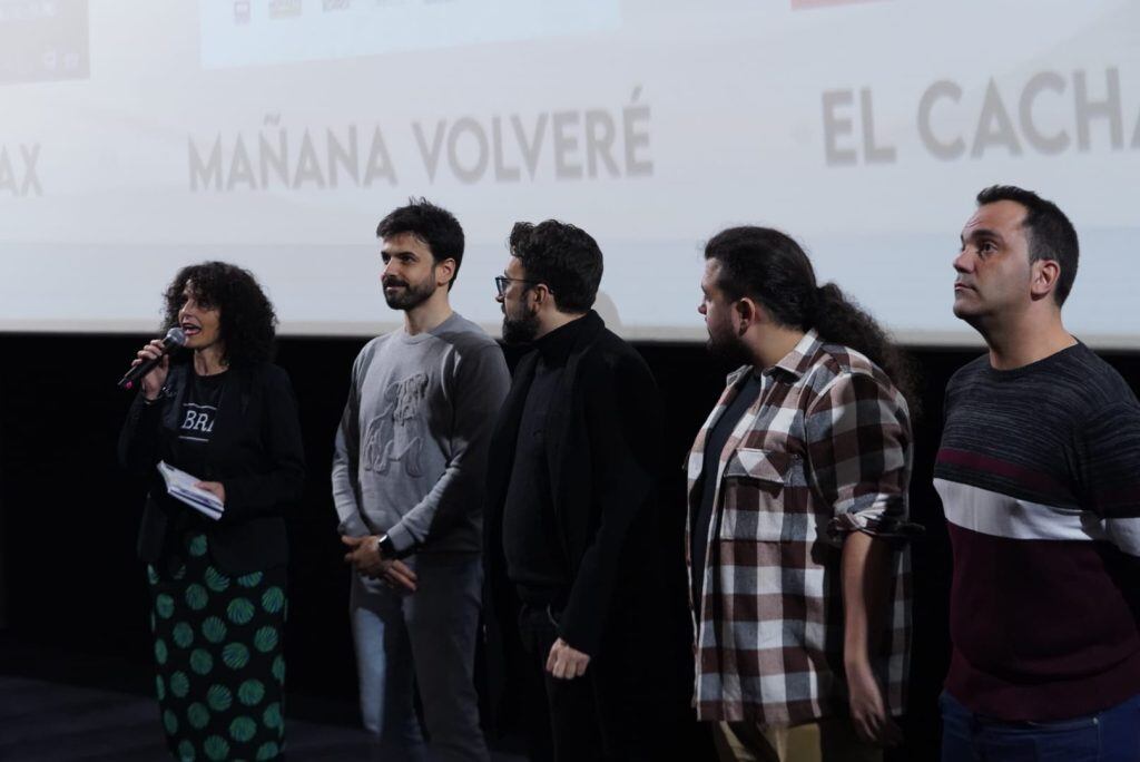 Algunos de los directores de los cortometrajes exhibidos el pasado sábado en Mk2 Cinesur Luz del Tajo, en el marco del Festival CiBRA