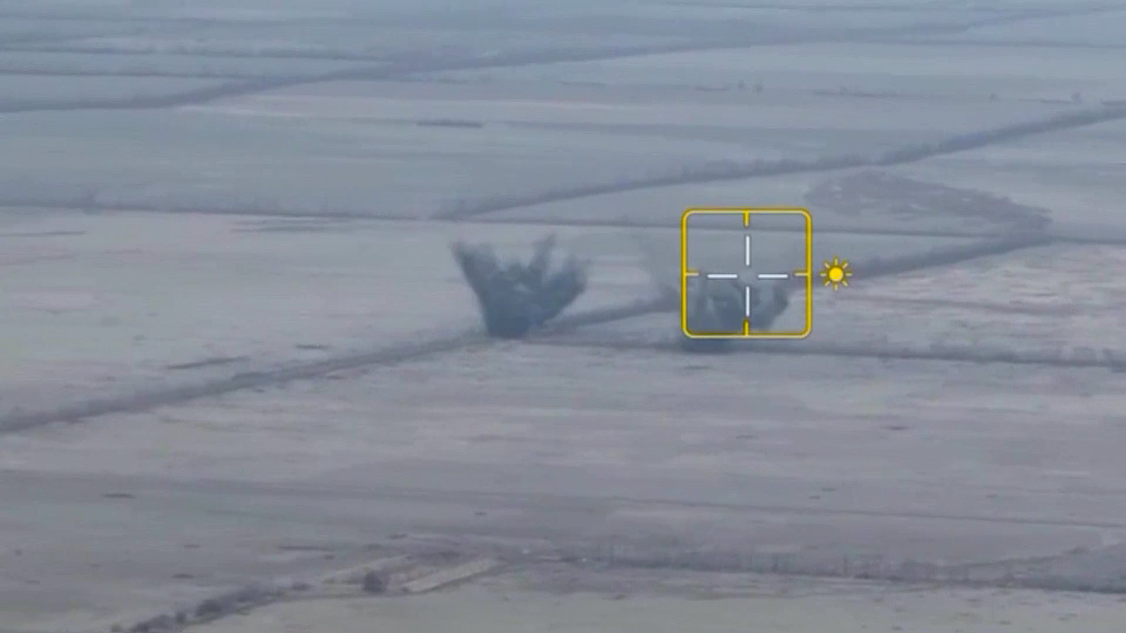 Una captura de un vídeo del ejército ruso en el que se muestra el impacto de misiles de su aviación en zonas cercanas a Donetsk