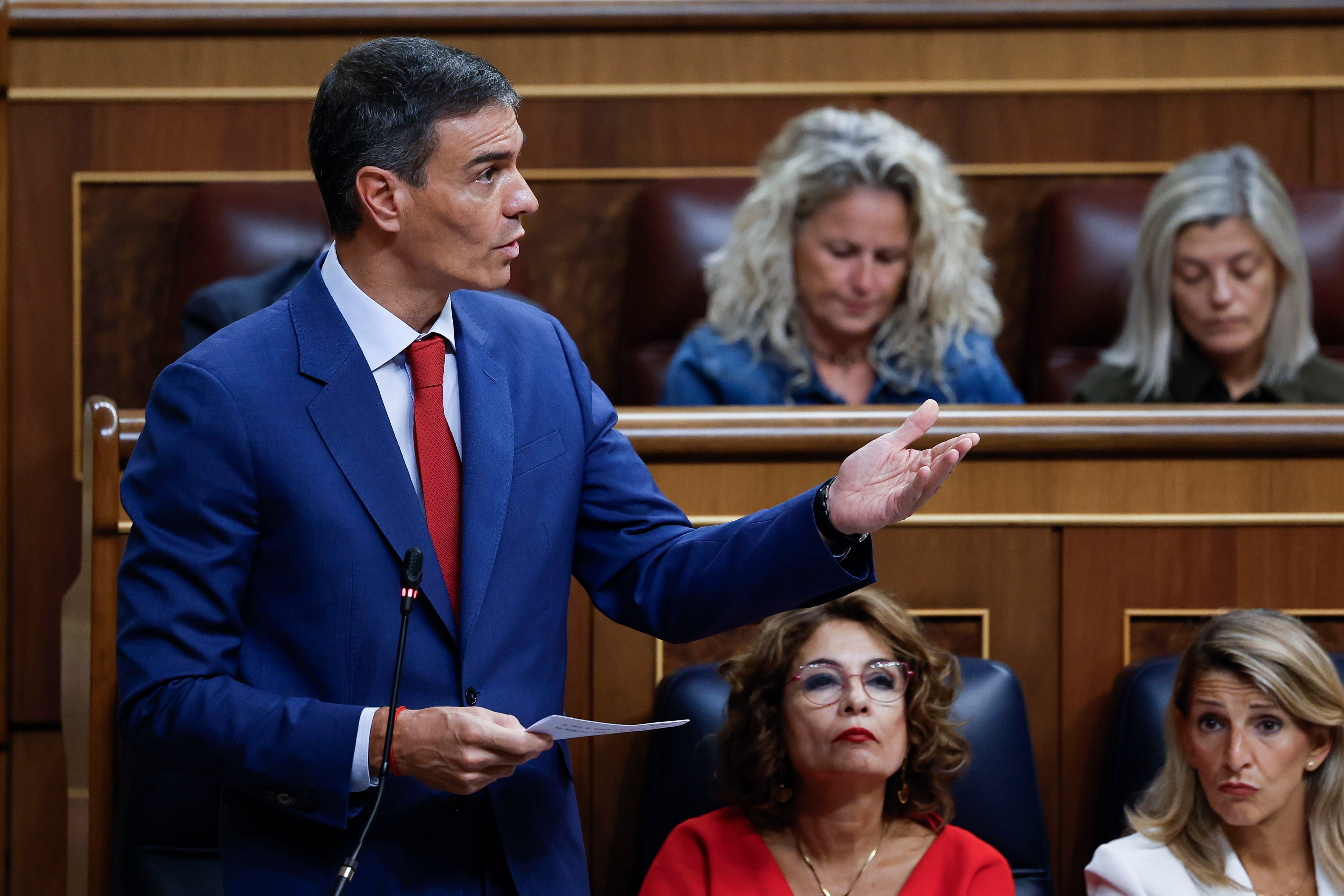 El presidente del Gobierno, Pedro Sánchez interviene en la sesión de control al gobierno celebrada este miércoles en el Congreso.