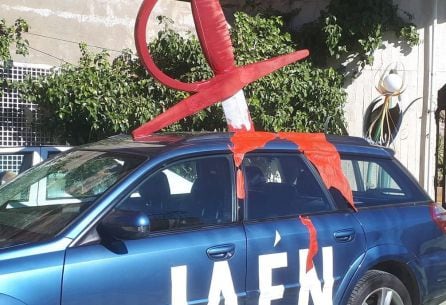 Vehículo participante en la protesta de este domingo.