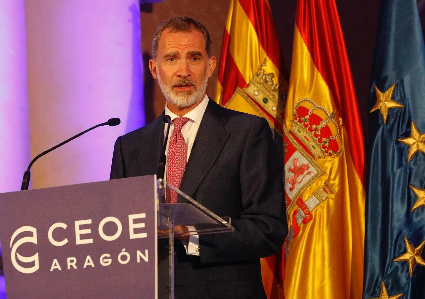 El rey Felipe VI, durante el acto del 40º aniversario de CEOE Aragón